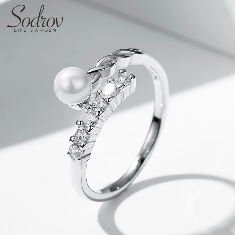 Sodrov Wedding Jewelry Rings Pearls 925 Sterling Silver Engagement For Women Round Bands Man -made | Украшения и аксессуары