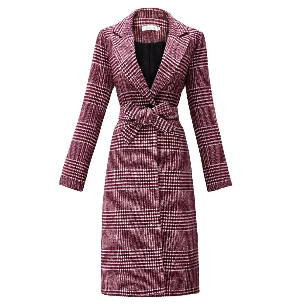 пальто женское осень зимнее в клетку кашемир с поясом|Женские пальто| |