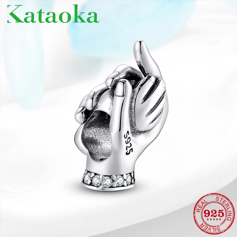 Высокое качество, 925 пробы серебро, держат руки вместе, Forever shape, бисер, подходит для оригинальных браслетов Pandora, Подвески для изготовления ювелирных изделий