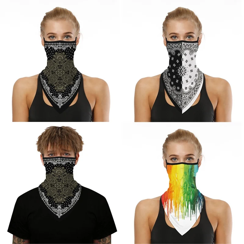 

3D Print Fashion Face Cover Mouth Scarf Outdoor Print Seamless Ear Hook Sports Scarf Neck Tube Face Riding Hiking Scarves