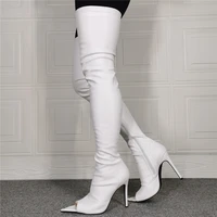 sexy pointy open toe boots breathable ladys sexy long thigh high heel boots stretch zipper autumn big size 47