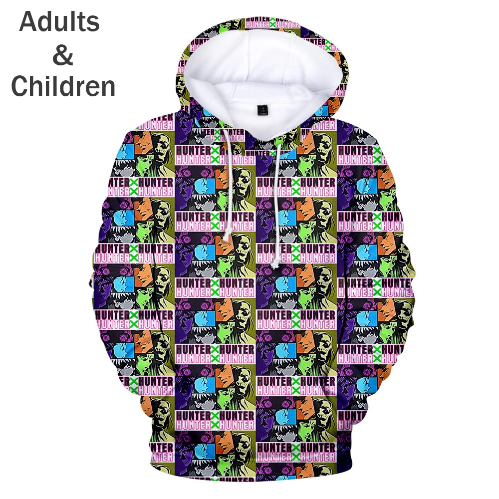 

Popular Casual 3D Full-time Hunter Hoodies Sweatshirts Men Women Hip Hop Kids Hoodie 3D Comic Hisoka boys girls Black Pullovers