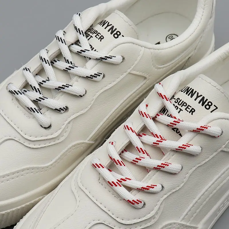 Coolstring 5.5mm Round Laces Sports Black White Red Shoelaces Unisex Casual Shoestring Bootlaces For Clunky Sneakers Dad Shoes