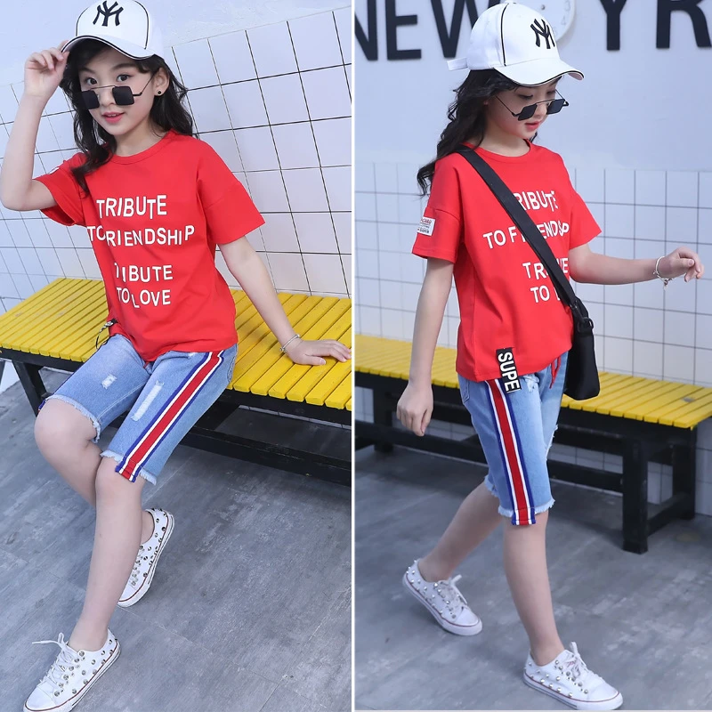 2020 летние костюмы для девочек и мальчиков новая детская одежда футболка с