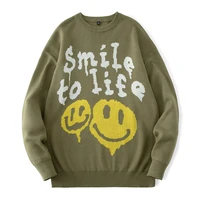 winter smiley face knitted sweater men pullover mens o neck korean fashions hip hop sweaters women casual harajuku clothes