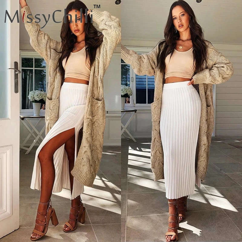 MissyChilli длинный рукав женский свитер кардиган вязаный для улицы элегантный