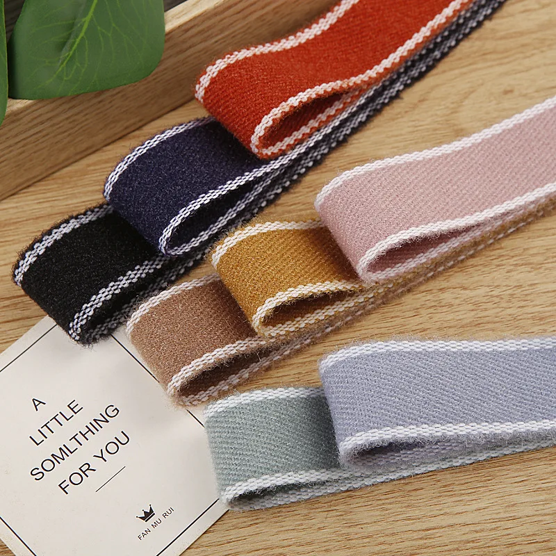 Kewgarden Stripe Wool Felt Ribbons 25mm 1" DIY Hairbow Accessories Make Material Clothing Hat Woolen Fleece Wholesale 25 Yards