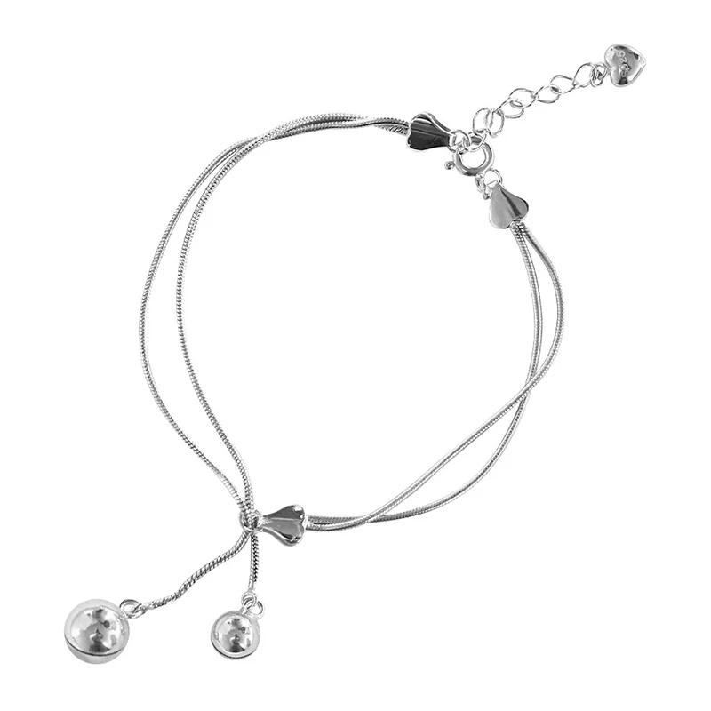 OBEAR Silver Plated Chain Bell Bracelet Women Double Layers Link Bracelets Female Sterling Jewelry | Украшения и аксессуары