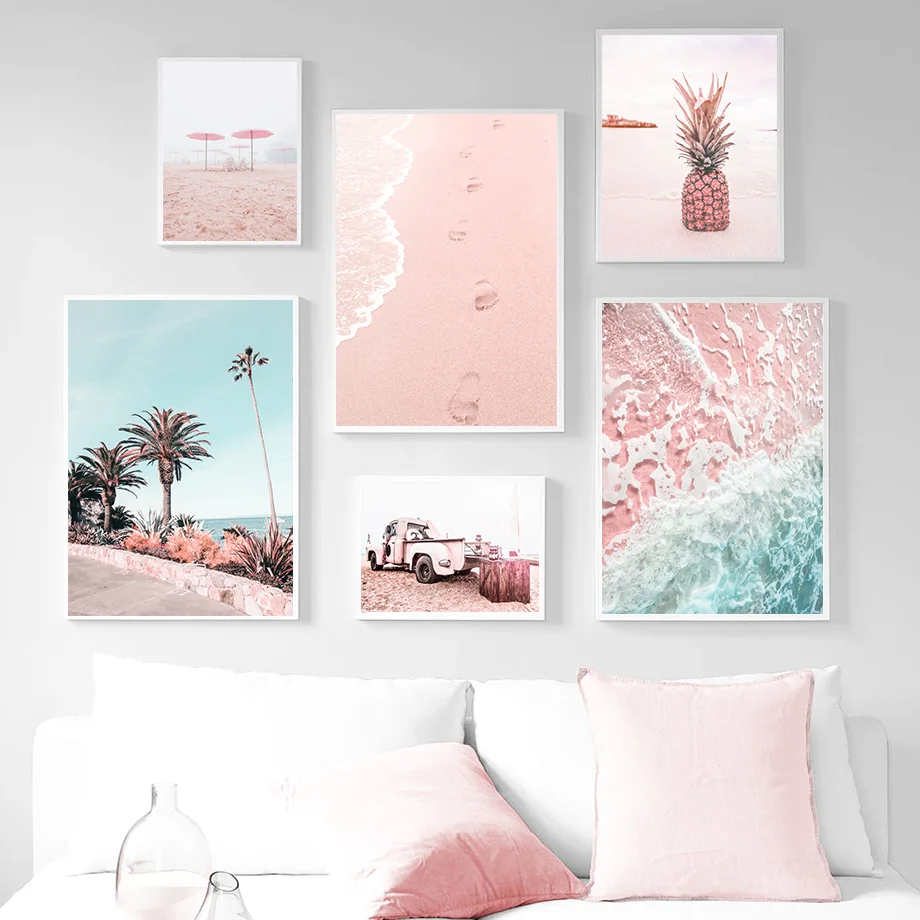 

Sea Beach Coconut Tree Truck Pineapple Wall Art Canvas Painting Nordic Posters And Prints Wall Pictures For Living Room Decor