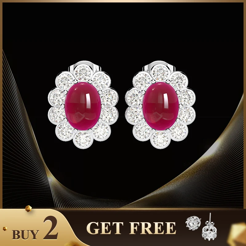 Женские серьги гвоздики с рубином Shipei классические из стерлингового серебра 925