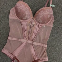 sexy lingerie one piece lace see through bras set temptation to gather large size body sculpting bodysuit push up underwear