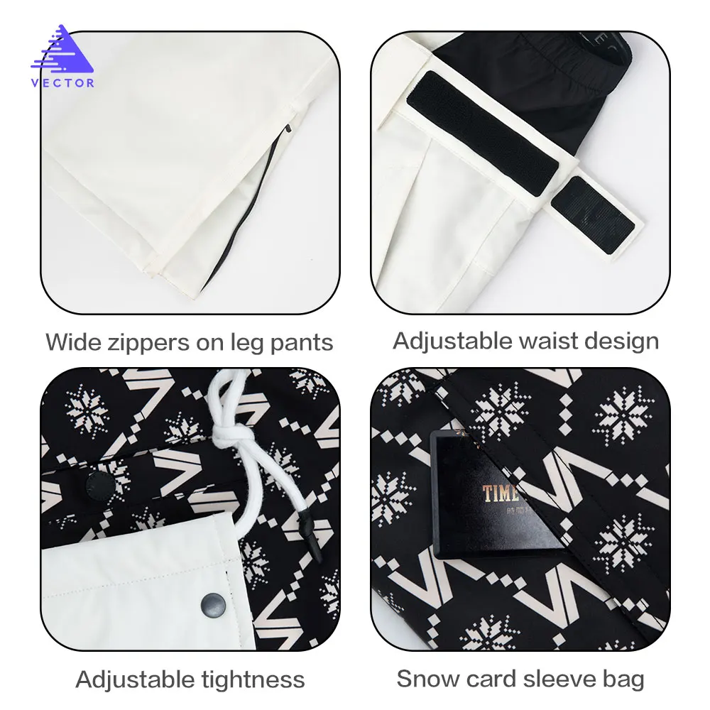 Мужские и женские лыжные штаны VECTOR куртка Двусторонняя зимняя теплая
