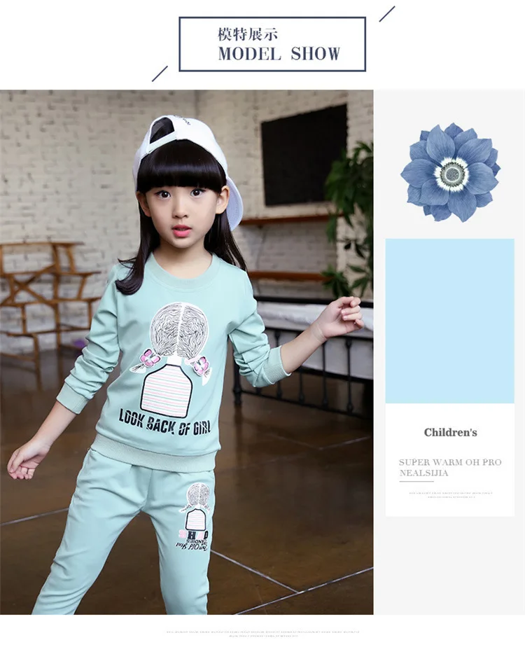 

Autumn Girls Clothing Sets Little Girl Pattern Casual Suit For Girl Full Sleeve Shirt + Pants 2 Pcs Clothes Set Christmas Gifts