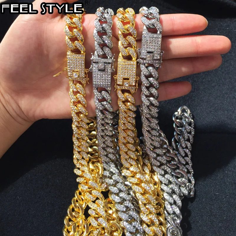 Ожерелье из кубинской панцирной цепи Майами мужское цепочка с покрытием под