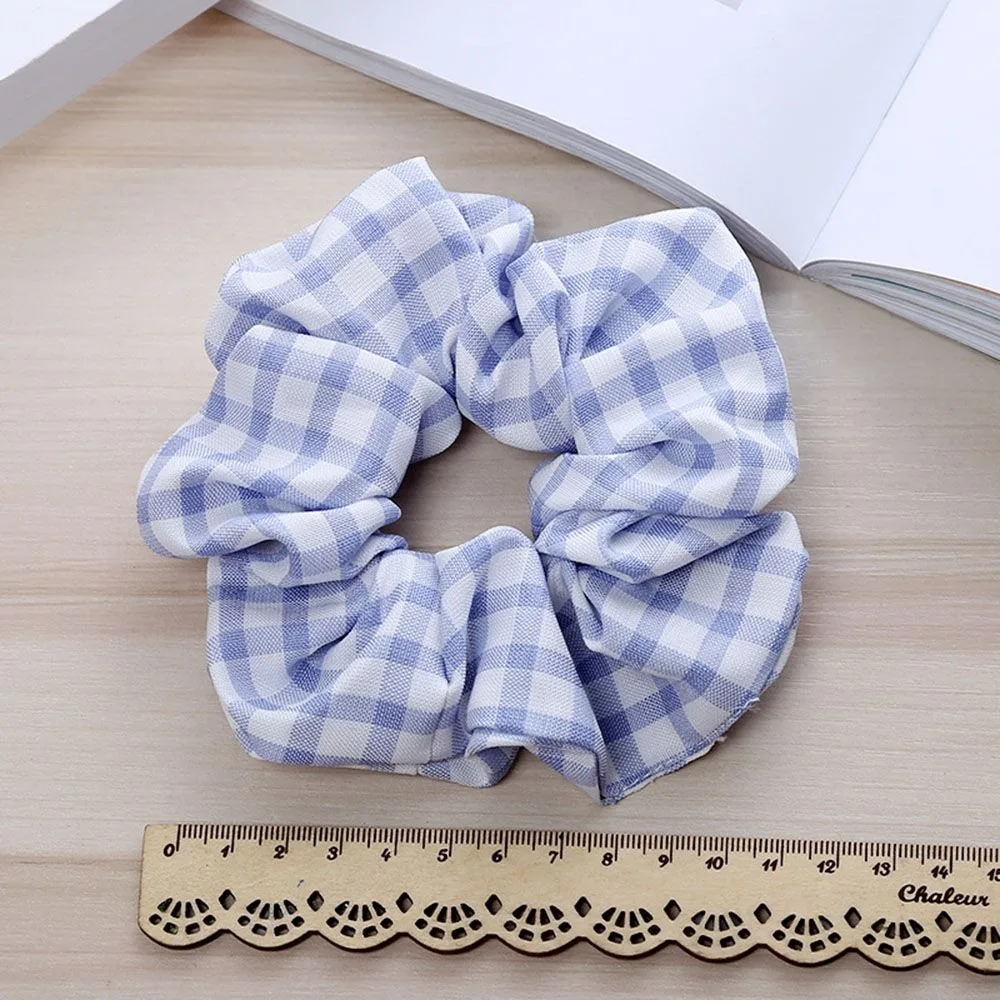 

Women Girls Printed Plaid Scrunchies Hairbands Large Intestine Hair Ring Ponytail Holder Elastic Hair Rope Rubber Bands Headwear