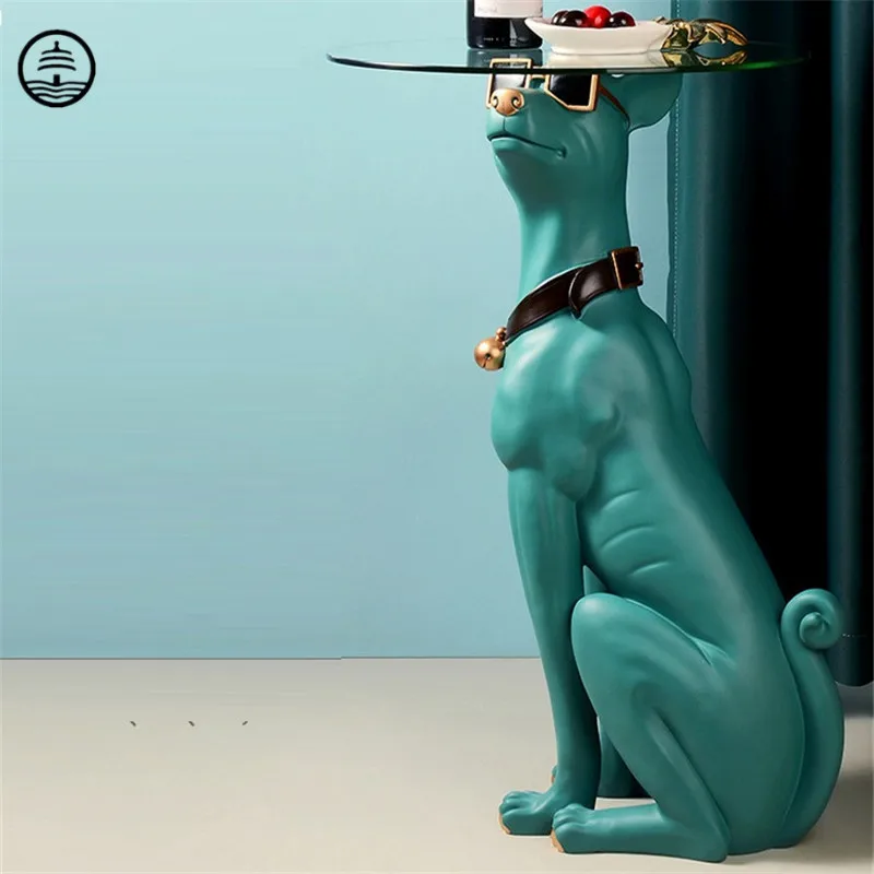 

BAO GUANG TA Nordic Dog End Table Statue Sculpture Doberman Originality Bluetooth Stereo Figurines Tray Home Decoration R6758