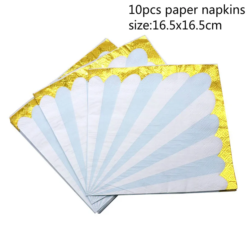 Blue Napkin Baby Shower/день рождения, для детей, вечеринка, подарок, розовая/синяя Золотая фольга, бумажная тарелка, салфетки под чашки, сделай сам, украшение, Одноразовые столовые принадлежности - Цвет: Blue Napkin