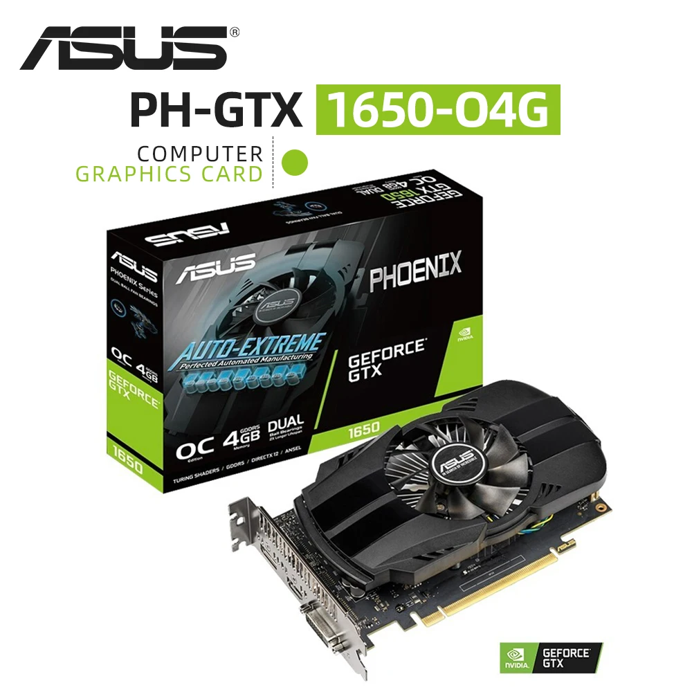 

ASUS Graphic Card PH-GTX1650-O4G New GDDR5 128 Bit GTX 1650 4GB NVIDIA 12NM 6Pin Video Card placa de graphics card GPU