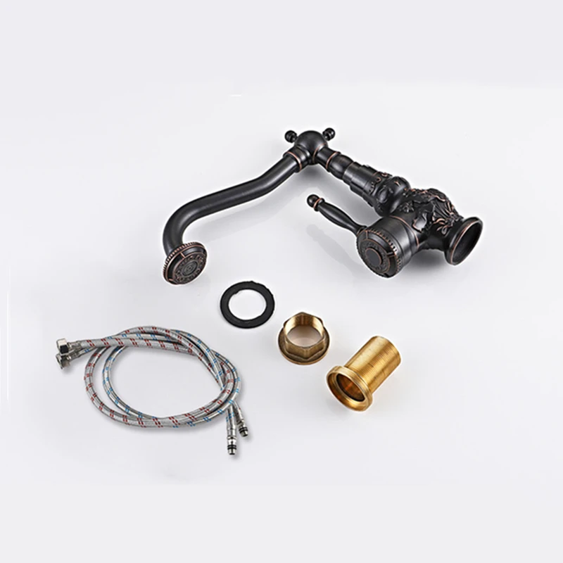 LIUYUE смесители для раковины черный латунный Высокий/Низкий Поворотный Смеситель