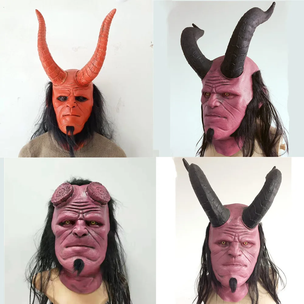 Hellboy маска капюшон Хэллоуин Реалистичные Маски силиконовая Косплей страшная