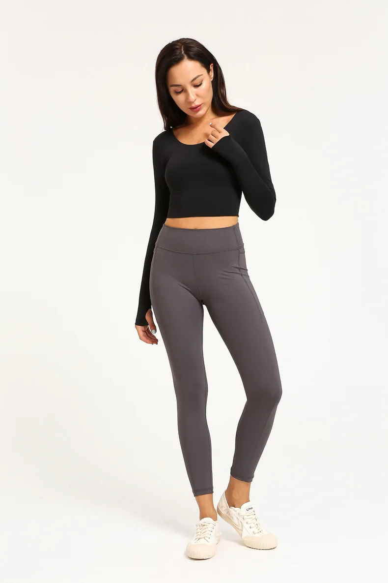 Сзади крест Slim Fit спортивные шорты для занятия йогой для женщин с длинным рукавом Плюс Размер Топы Тренировки Фитнес короткий Модный Топ стиль футболки