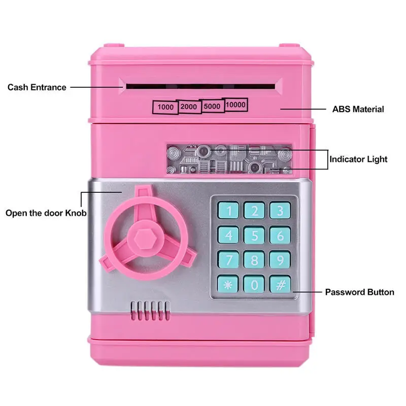 Electronic Piggy Bank ATM Mini Money Box Safety Password Chewing Coin Cash Deposit Machine Gift for Children Kids | Дом и сад
