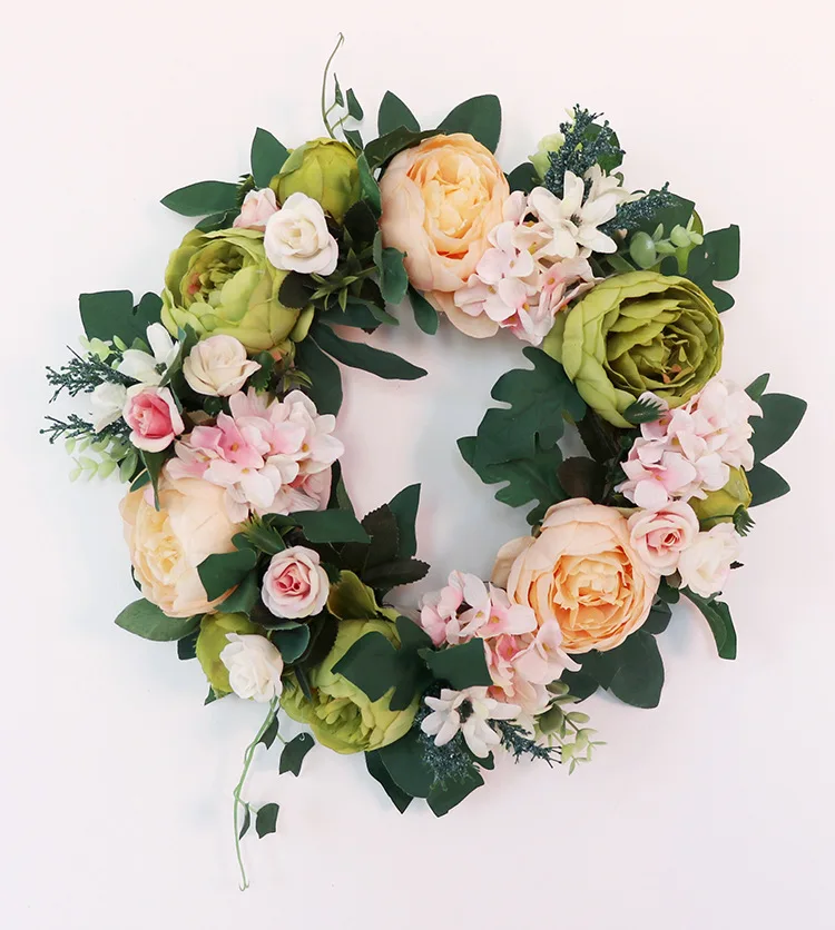 Искусственный венок на дверь Круглый для входной двери свадебный аксессуар 16