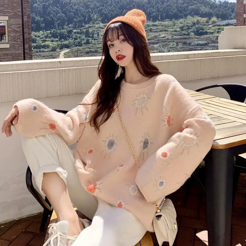 

Autumn and winter new Hanfeng round neck Pullover for women's loose jacket