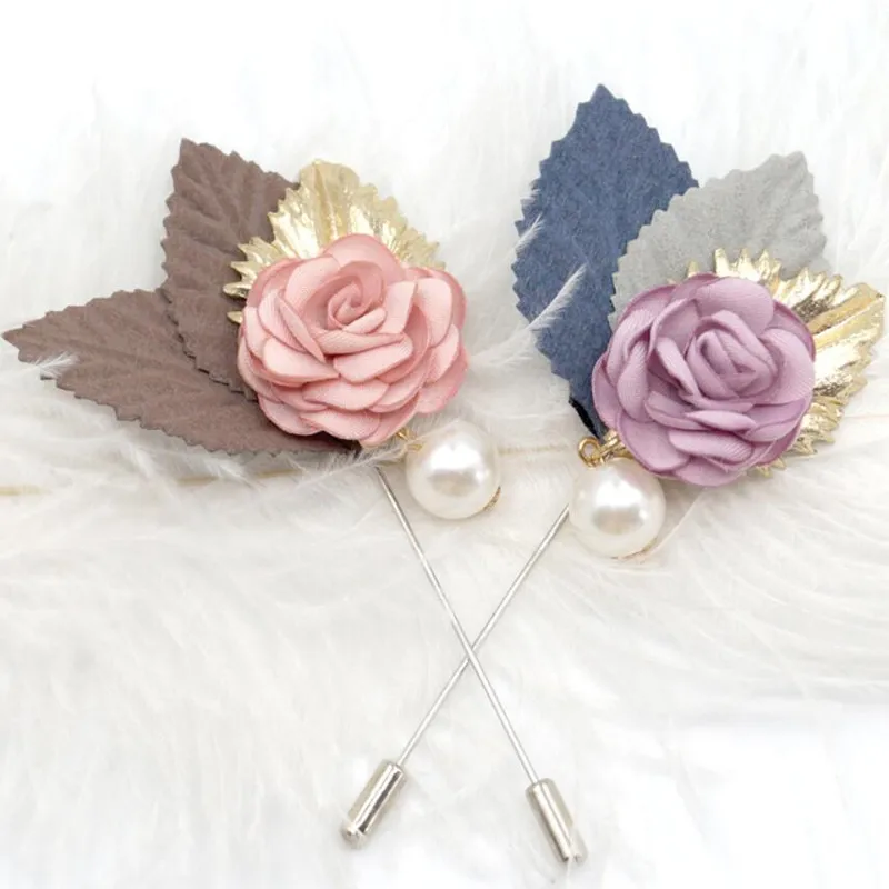 Брошь в виде цветка ручной работы бутоньерка роза палочки броши для одежды