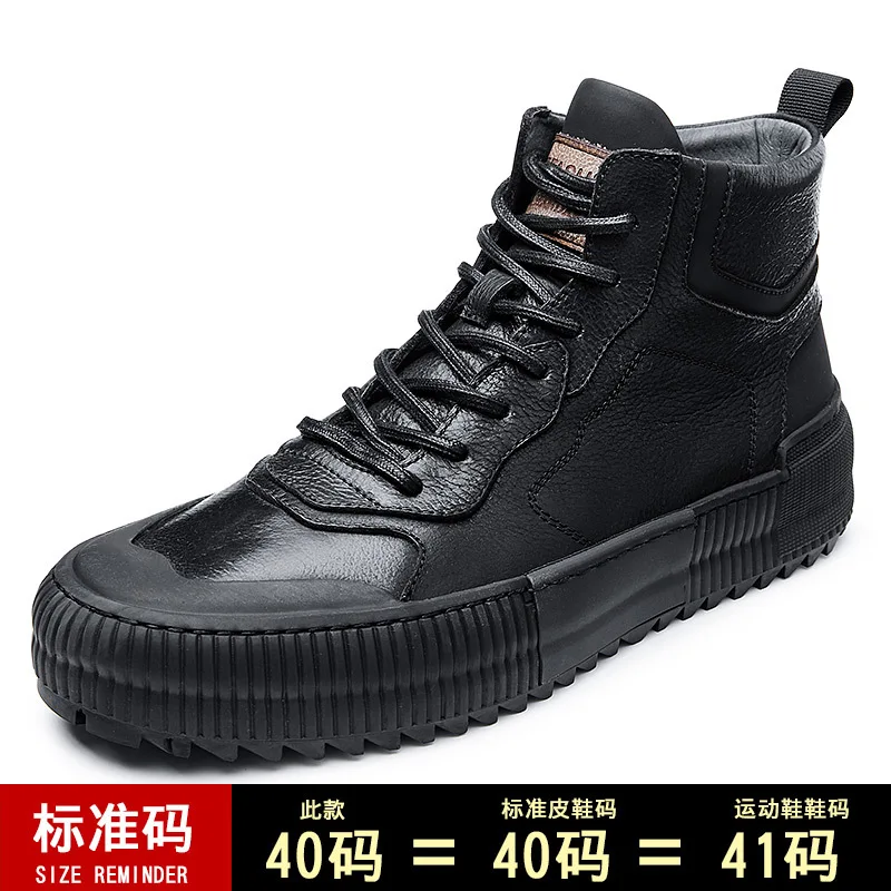 

Autumn Winter Mens Short Boots Military Boots Mens British High Quality Genuine Leather Chelsea Cowhide Combat Boots Mens