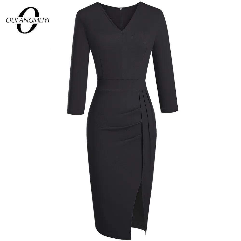 Женское облегающее платье карандаш с V образным вырезом|Женские платья| |