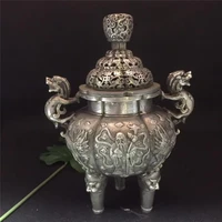 collection chinese tibetan silver bronze incense burner longevity star censer auspicious gift home fengshui decoration