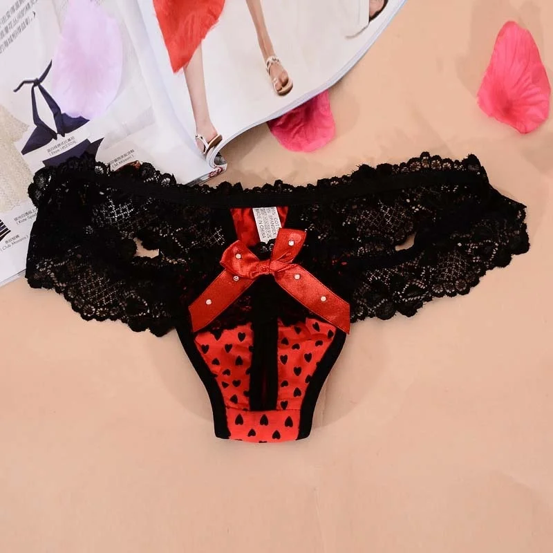 Фото Wavaio 2019 Sexy String Lace Underwea Black Heart Printed Bowknot Thongs G-string V-string Panties Women's Briefs G-strings Женская Wavaio 2019 Sexy String Lace Underwea Black Heart Printed Bowknot Thongs G-string V-string Panties Women's Briefs G-strings Женская