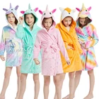Халат-кигуруми детский фланелевый с капюшоном, банный халат с единорогом, зимняя Пижама с животными для мальчиков и девочек, детская одежда