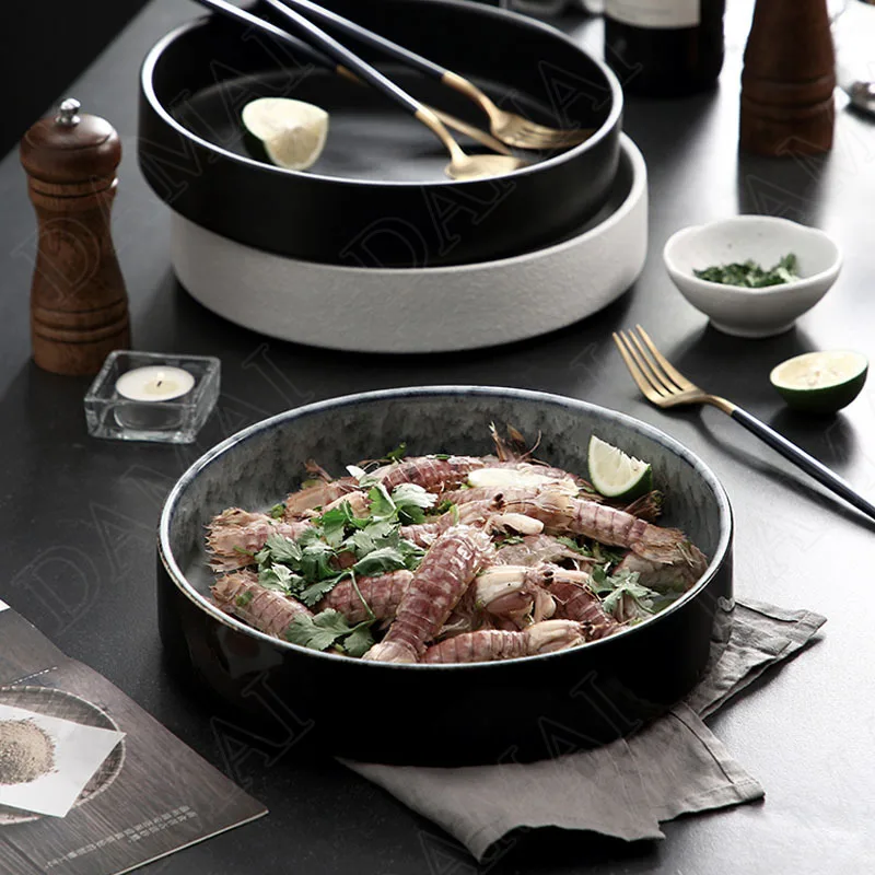 

Creativity Ceramic Plate European Western Steak Dish Restaurant Serving Tray Desktop Fruit Salad Plates Home Kitchen Tableware