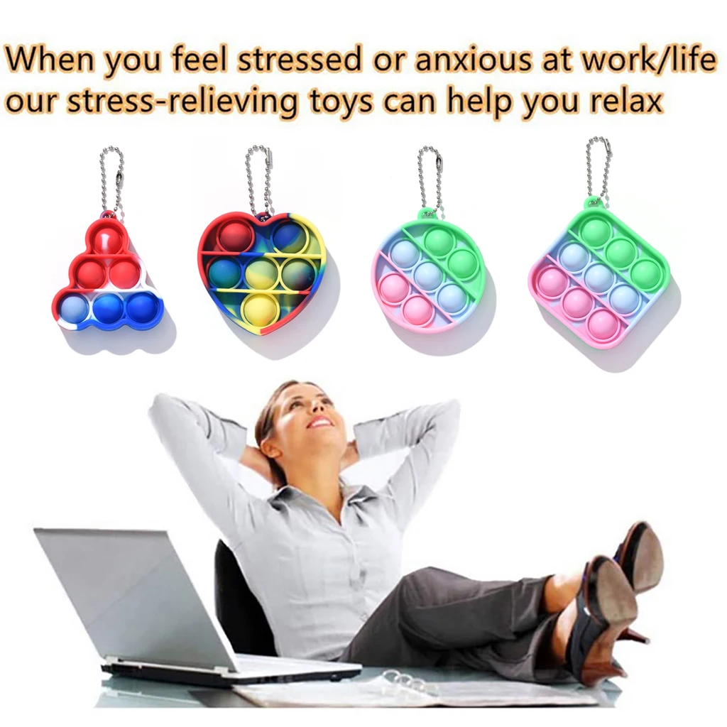 

Fidget Sensory Toy Mini Push Bubble Figet Simple Dimple Toy Keychain Ring Anti-stress Board Autism Educational Squishy Toy