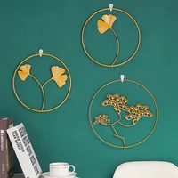 nordic style plant leaf pattern home wall hanging decoration iron art creative retro wall shelf decorative for living room