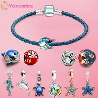 diy new marine style charm women necklace bracelets set starfish narwhal dolphin pendant women fine bracelet gifts