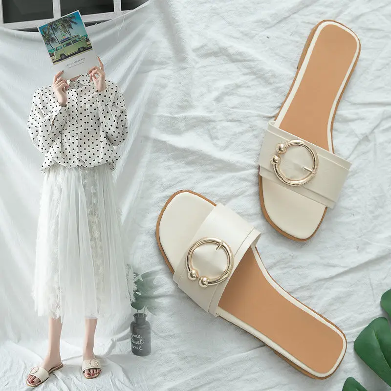 

2021 New Summer Slippers All-Match Casual Sandals Women's Fashion Beach Shoes Half Slippers Outdoor Slippers