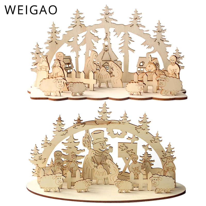 

Рождественское деревянное ремесло дерево DIY Украшение Стола Настольная игрушка Ремесло рождественские украшения для дома Navidad 2022 деревянн...