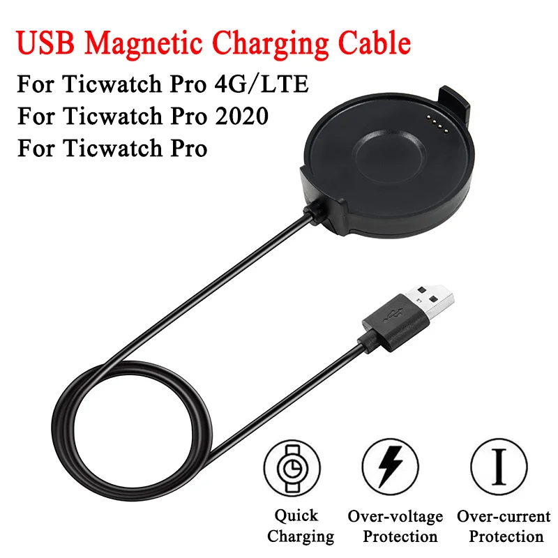 Charger Cradle Dock For Ticwatch Pro 2020 S USB Charging Cable Base For Ticwatch Pro 4G/LTE Wireless Magnet Portable Adapter