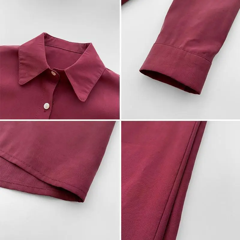 

Shirts Women Plus Size 4XL Classic Elegant Office Lady Boyfriend Chiffon Sun-proof Outwear Inside Vintage Solid Simple Leisure