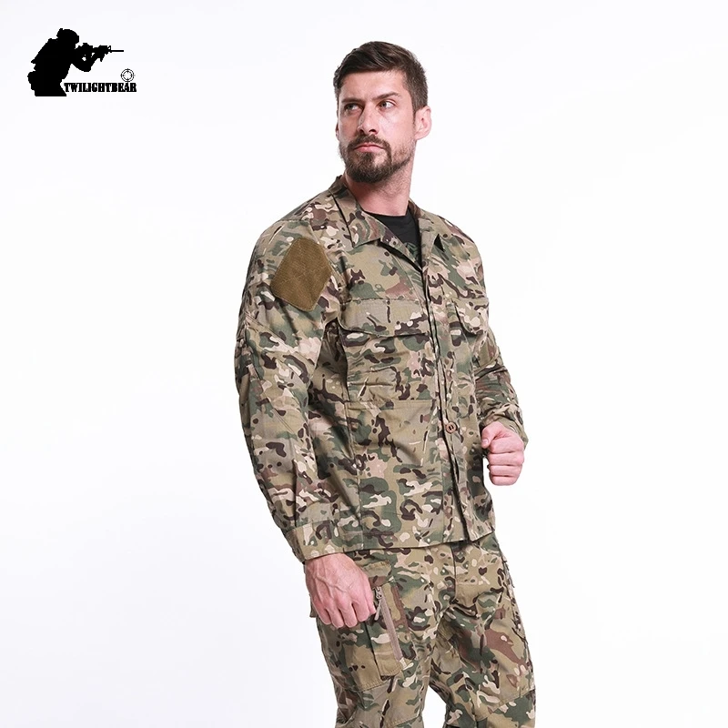 Военная камуфляжная Мужская рубашка мужская с длинным рукавом хлопковая тонкая