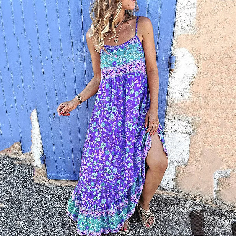 Женское асимметричное платье-макси WEPBEL Длинное свободное платье до щиколотки с