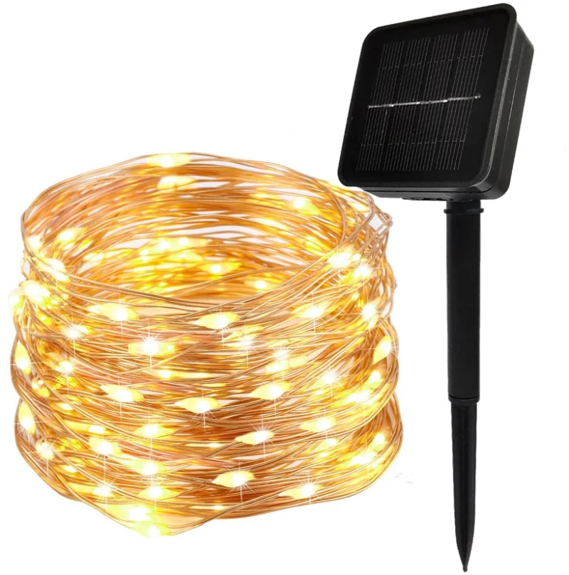 

Solar Powered Colorful Holiday Atmosphere Lantern Copper Wire Lamp Outdoor Waterproof 2300 Lm Light String Festival Lighting