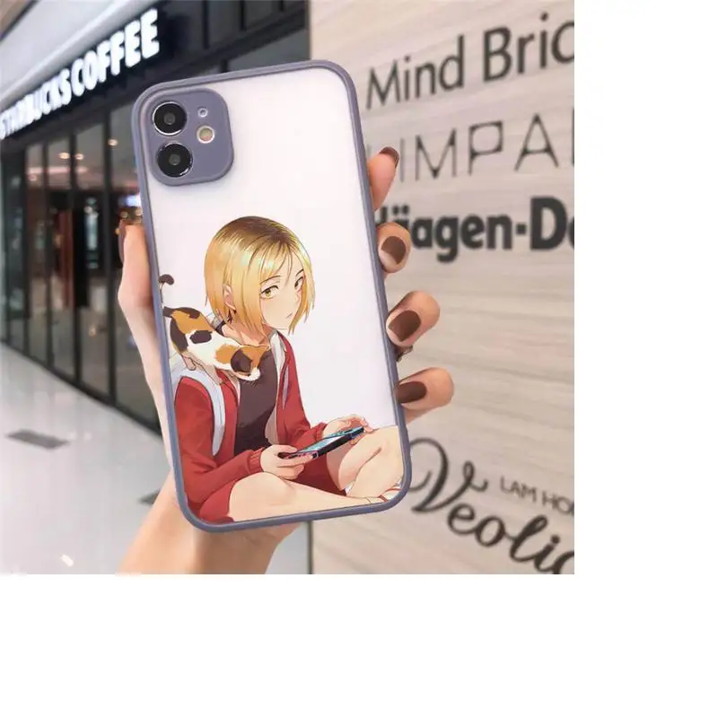 

Kenma Kozume Haikyuu Phone Case For iPhone 12 11 Mini Pro XR XS Max 7 8 Plus X Matte transparent Gray Back Cover