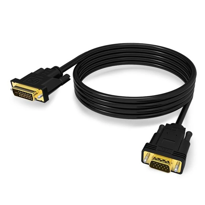 

Кабель DVI-VGA, кабель-переходник активный DVI D 24 + 1-VGA штекер-штекер с адаптером чипа для ПК DVD монитора HDTV, 6,6 футов