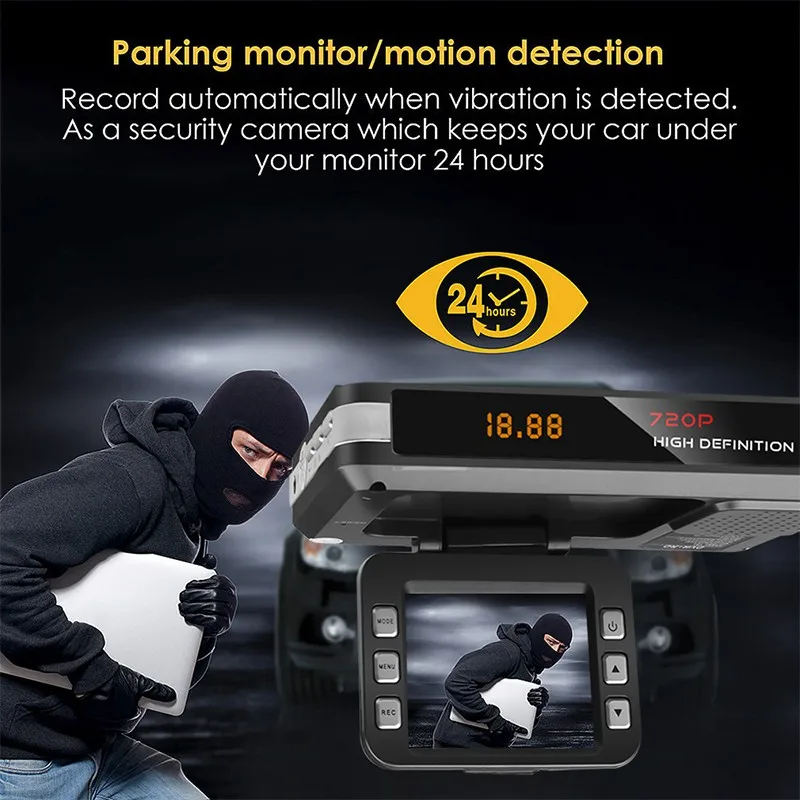 2021 car dvr 2 in 1 flow radar detector video recorder 1080p car dash cam g sensor camera dashcam hidden recorders night vision free global shipping