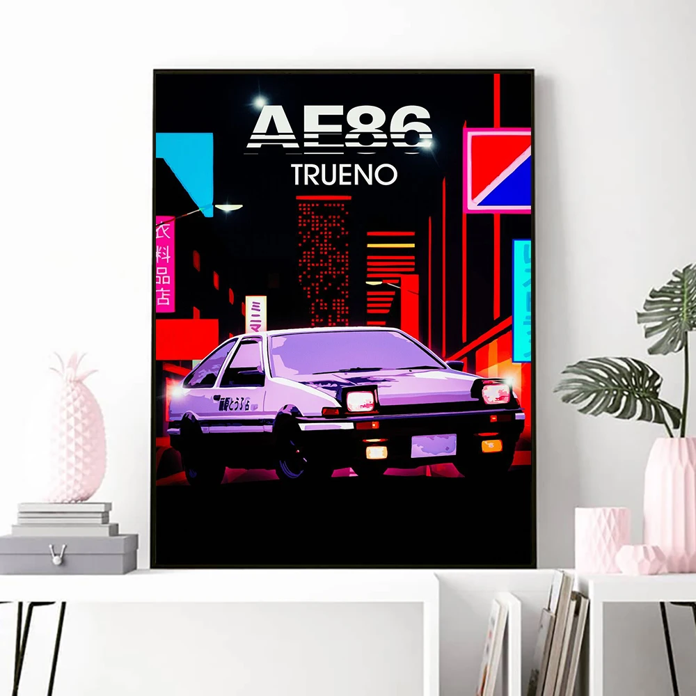 Initial D Poster Anime Drift Car AE86 TAKUMI Painting Wall Art Home Decoration Kawaii Room Decor Quality Canvas Posters | Дом и сад