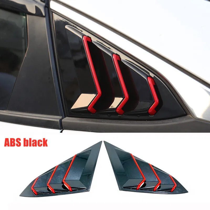

For Honda Civic 10th Sedan 2016-2019 Car Rear Window Triangle Shutters trim Cover ABS Black Exterior Accessories 2 PCS